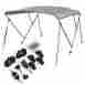 049-se-49134 Onebigoutlet Gray Bimini Top 3 Bow Boat Cover 73 78 W Rear Poles Frame 600d Uv Waterproof