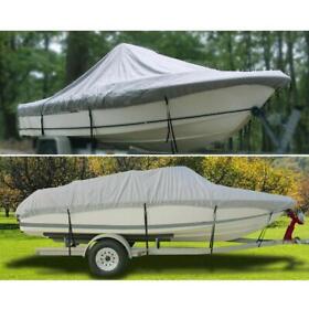At0255 14-16ft 600d Fabric Heavy Duty Waterproof Trailable Boat Cover V-hull 90inch Beam