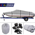 1719625300gra Waterproof Heavy Duty Fabric Trailerable Shape Boat Cover Gray