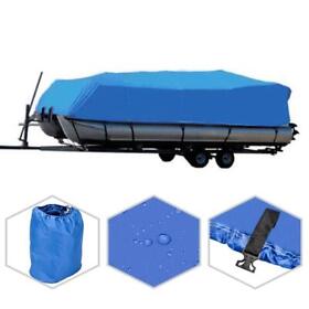 17foot-20foot Heavy Duty 600d Fabric Waterproof Trailerable Pontoon Boat Cover Blue