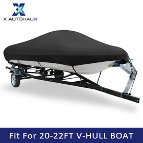 20-22ft 600d Fabric Waterproof All Weather Boat Cover For V-hull Black 700x280cm