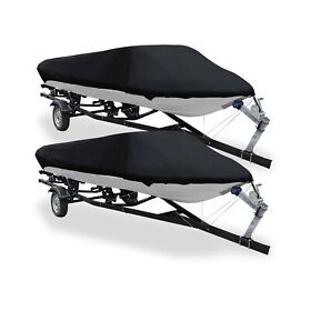 210d 2pcs 14-16ft Trailerable Boat Cover Waterproof V-shape Black 540 X 290cm