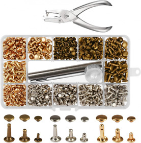 300 Sets 3 Sizes Leather Rivets Lanmok Double Cap Rivet