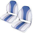 33bst001-dfytz-03 Yessources New 2x Folding High Marine Back Boat Seats Deluxe Bucket For Fishing Blue 640671073615