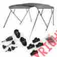 049-se-49137 91-96 Onebigoutlet 4 Bow Gray Bimini Deck Boat Cover Top 8 Ft Waterproof Uv 600d Kit