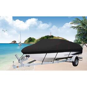 A17050201c A-carparts Boat Cover Black For 11-13ft Fishing Ski Bass V-hull Waterproof Fabric