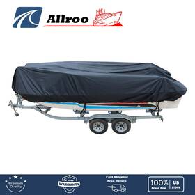 Alu1214343 Allroo 17-19ft Black Boat Cover Trailerable Fishing Ski Bass V-hull Runabouts 210d
