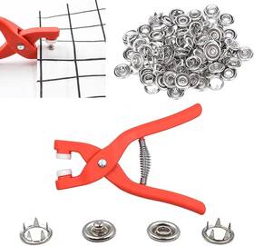 Fp-014-01 Asggbah 100 Sets 400pcs Snaps Button Plier Kit 9.5mm Silver Metal Prong