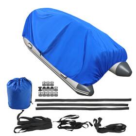 Yi15502y Auto-yictory Dark Blue Boat Cover Waterproof Trailerable Fabric 210d V-hull 17-19 Ft