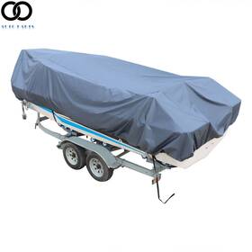 Apo168216 Autoooparts 17-19ft Trailerable Fishing Ski Bass V-hull 210d Gray Waterproof Boat Cover