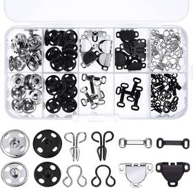 Bt0133 Beautychen 50 Pair Snaps For Sewing 3 Styles Hook And Eye Latch Black Slivery