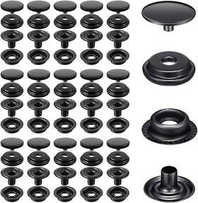 Betterjonny 750319936230 120 Pieces Metal Snap Fastener Kit 15mm Brass Heavy Duty Black