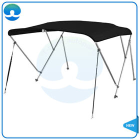 T170593k Black 3 Bow Boat Bimini Top With Frame And Boot Cover 6 Ft Length 79inch-84inch Width
