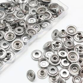 Jr240422006 Bonsicoky 120 Pieces 15mm Stainless Steel Fastener Snap Heavy Duty Silver