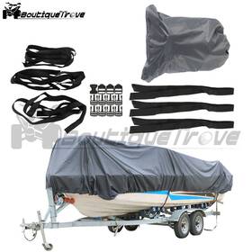 Bou1451392 Boutiquetrove V-hull Boat Cover 14-16ft Heavy Duty Trailerable 210d Grey Waterproof 90 Inch