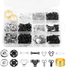 Brand Dasinro 635401331905 112 Pairs Sewing Hooks And Eyes Closure Set 3 Styles Black White Gold