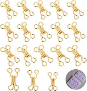 Pj05chf1n Brand Salbsever 60 Pairs Sewing Hooks And Eyes Closure Gold Metal Multi Size 12 Mm 14 17