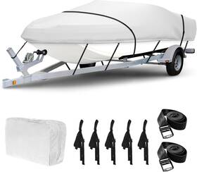 Xpus-035-15 Branded Heavy Duty 900d Boat Cover Waterproof And Uv Resistant 17-19ft Trailerable