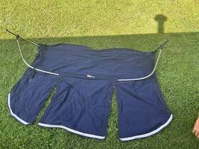Br-182 Bryant 214 Boat Convertible Top Canopy. Navy Blue Sunbrella Canvas With Snaps