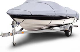 B-1201-x8 Budge 1200 Denier V-hull Runabout Boat Cover Gray 22ft-25ft Long