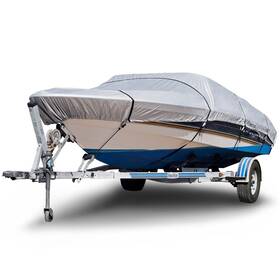 B-150-x3 Budge 150 Denier V-hull Boat Cover Silver 16ft-18ft Long Beam Width U