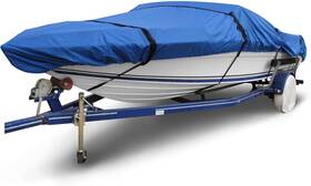 B-200a-x8 Budge American Flagship Ripstop Boat Cover Fits V-hull Fishing Boats Blue 22-25ft