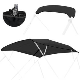F-bimini-4bow-73-78-black Caminor 4 Bow Bimini Top Replacement Canvas With Light Hole And Storage Boot 900d He