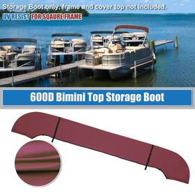 Carpopart 641832776321 Square Tube Bimini Top Storage Boot 97 Inch -103 W 600d Polyester Canvas Wine Red Set
