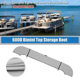 Carpopart 641832777311 Square Tube Bimini Top Storage Boot With Light Hole 91 Inch -96 W 600d Gray Set