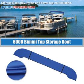 Carpopart 641832778448 Square Tube Bimini Top Storage Boot With Light Hole 91 Inch -96 W 600d Blue 1 Set