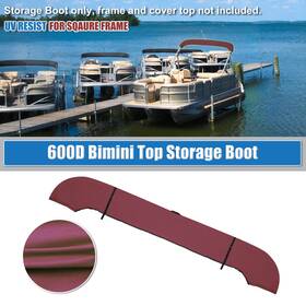 Carpopart 641832778455 Square Tube Bimini Top Storage Boot With Light Hole 91 Inch -96 W 600d Wine Red 1set