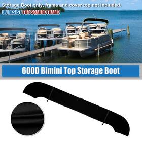 Carpopart 641832778677 Square Tube Bimini Top Storage Boot With Light Hole 91 Inch -96 W 600d Black 1 Set
