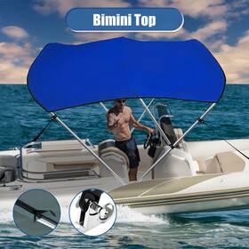 6ftl Carpopart 723115475982 600d 3 Bow X 46 Inch H 61 -66 W Bimini Top Stainless Steel Deck Hinges Blue
