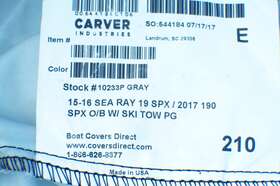 10233p Carver Sea Ray Spx 190 Boat Cover Gray 2017 - 2023 19 Ft O/b With Ski Tow Pylon