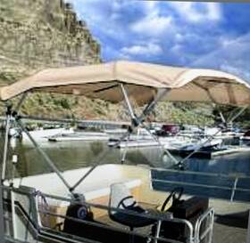 510al12 Carver Sunbrella Pontoon Bimini Top With Running Light Cut-out - Linen