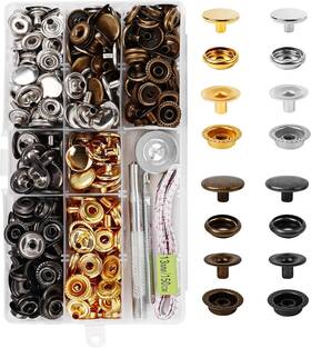 320509 Cenoz 320 Pcs Stainless Steel Snap Button Kit 15mm Heavy Duty Multicolour