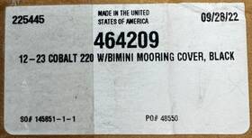 464209 Cobalt 12-23 220 With Bimini Mooring Cover Black
