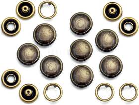 Craftmemore 684811174268 20 Sets 12mm Pearl Snaps Fasteners Pearl-like 12 Mm Brown Stone