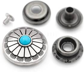 Chs05 Craftmemore 684811175203 2 Sets 7/8 Inch Coin Concho Snap Fasteners Antique Silver