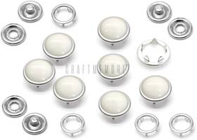 Craftmemore 744745330656 20sets 10mm White Pearl Snaps Fasteners Pearl-like Button
