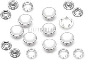 Craftmemore 744745330670 20 Sets 10.5mm Cloudy White Pearl Snaps Fasteners
