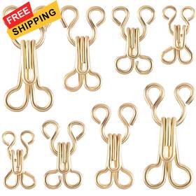 Customylife 749346705070 80 Pairs Sewing Hooks And Eyes Closure 9/12/14/16mm 4 Sizes Gold