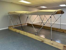 Sunrider1597beigeroundsp Cypress Rowe Outfitters Cro Sunpro Sunrider 15 Long 8.5ft Wide Complete Dual Bimini Kit Round Tube Beige