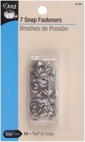 Dritz 072879100198 16-65 Snap Fasteners Nickel Size 16 7/16-inch 7-count