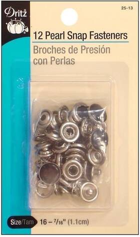 Dritz 072879100532 25-13 Pearl Snap Fasteners Black Size 16 7/16-inch 12-count