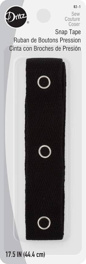 Dritz 072879102895 82-1 Snap Fastener Tape With 12 Snaps Black 17-1/2-inch