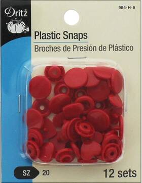984-h-6 Dritz Plastic Snaps With Heart Design Red Size 20 1/2-inch 12-count