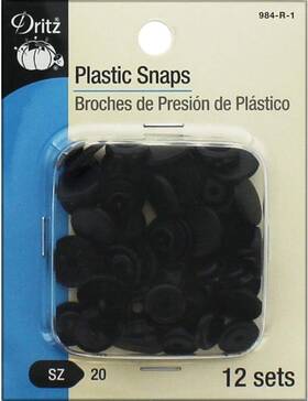 984-r-1 Dritz Plastic Snaps Round Black Size 20 12-count