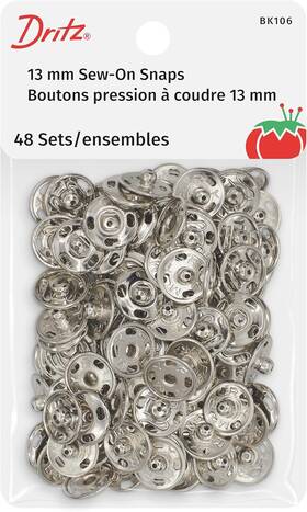 Blk106 Dritz Sew On Snaps Nickel 48 Sets Fasteners Size 3 48ct Silver