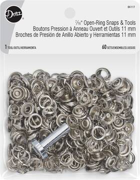 Blk117 Dritz 2 Open Ring Sides Size 16 Nickel Includes Snaps 7/16 Inch 60 Sets